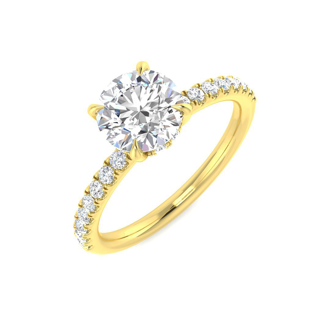 Eleganter Verlobungsring mit Pavé-Schulterpartie und IGI-zertifiziertem, im Labor gezüchtetem Diamanten