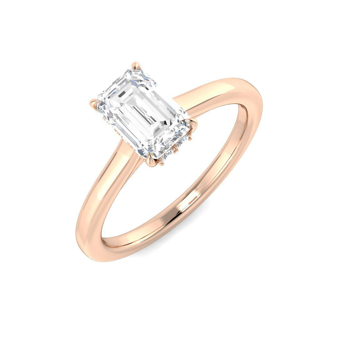 Emerald Cut Lab Grown Diamond Solitaire Ring in White Gold