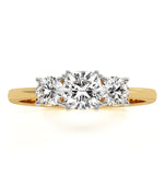 Lab Grown Cushion Cut Diamond 3 Stone Engagement Ring in 18k White Gold