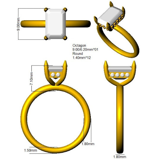 Solitärring mit smaragdgeschliffenem, im Labor gezüchtetem Diamanten in Weißgold – FineDiam