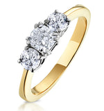 Lab Grown Cushion Cut Diamond 3 Stone Engagement Ring in 18k White Gold