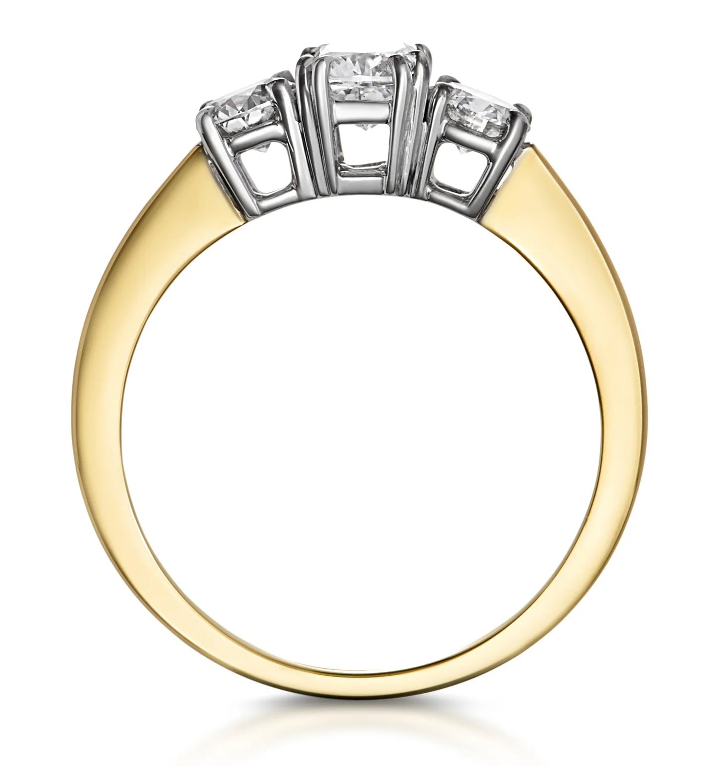 Lab Grown Cushion Cut Diamond 3 Stone Engagement Ring in 18k White Gold