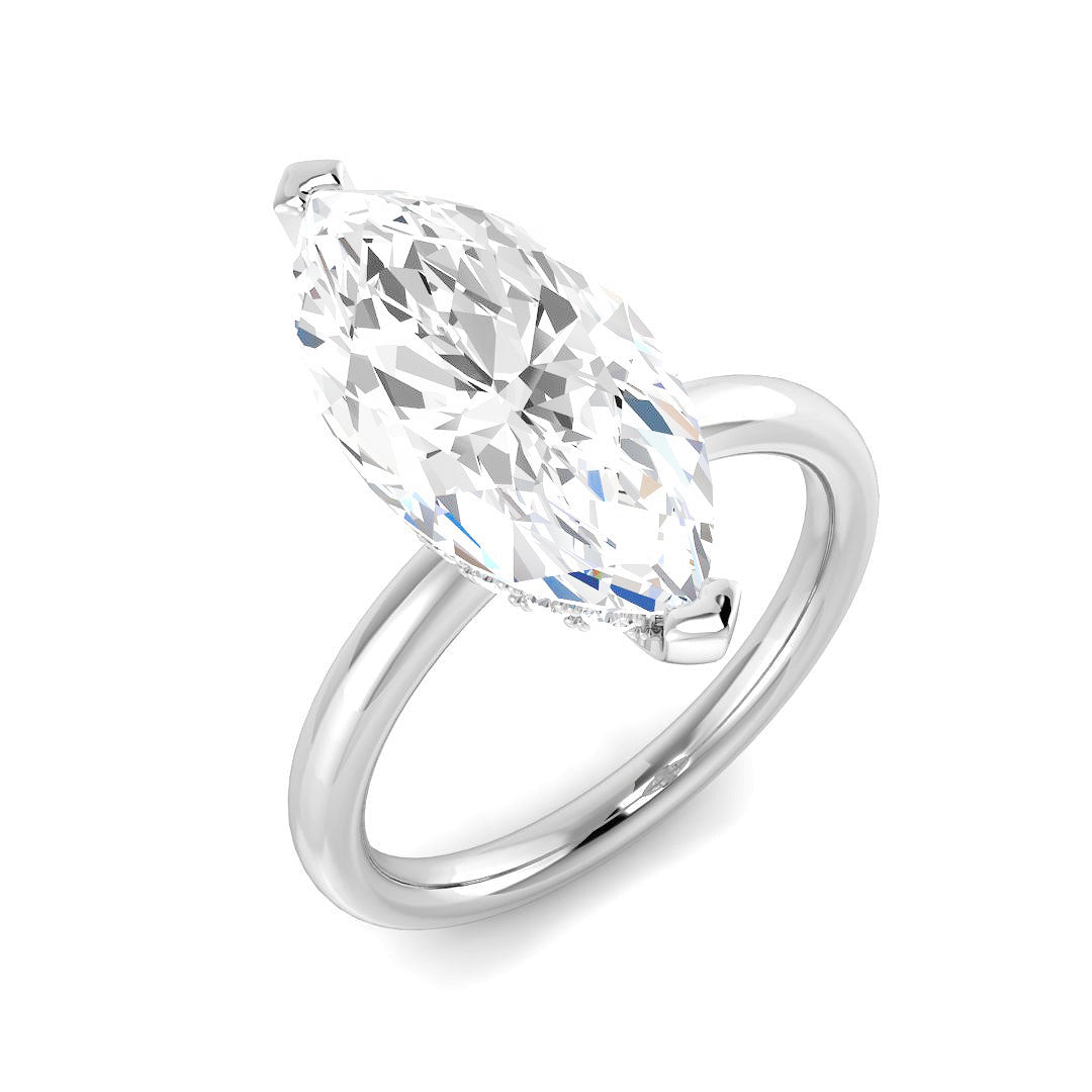 Marquise Diamond Solitaire Engagement Ring  Natural & Lab Grown Diamond | Plain Gold Band