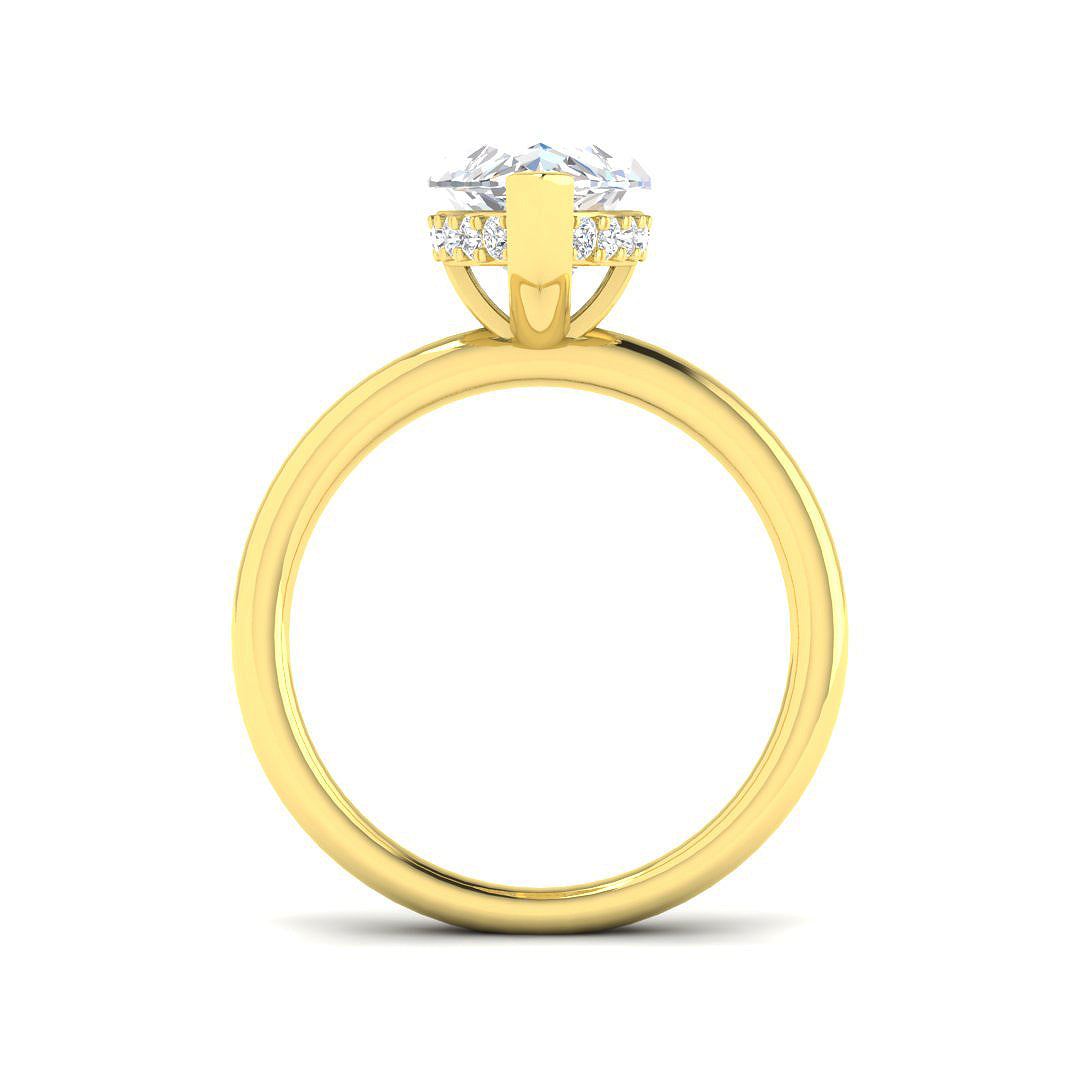Marquise Diamond Solitaire Engagement Ring  Natural & Lab Grown Diamond | Plain Gold Band