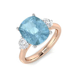 Diamond Chekter Aquamarine Ring | 3ct - 4ct