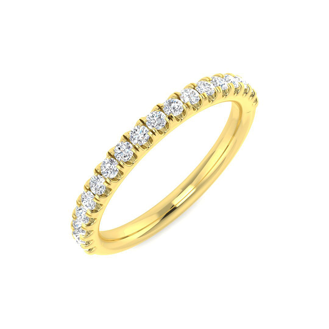 0.34 Ct Lab-Grown Diamond Ring in 9k Yellow Gold | Pave Band Ring Size M