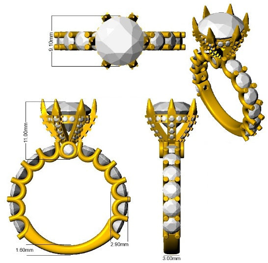 Gold and silver jewelry set with detailed design on a white background