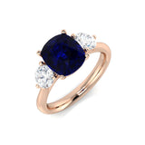Three Stone Blue Sapphire Ring