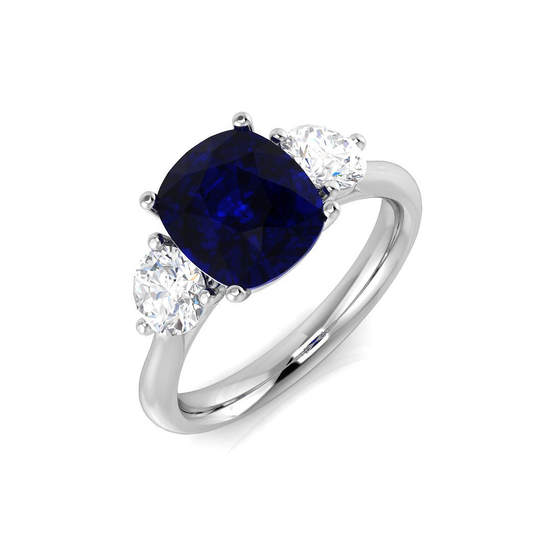 Cushion Cut Blue Sapphire Ring