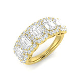 Diamond 5 Stone Emerald & Round Cut Diamond Ring | 2ct - 2.75ct | Natural & Lab