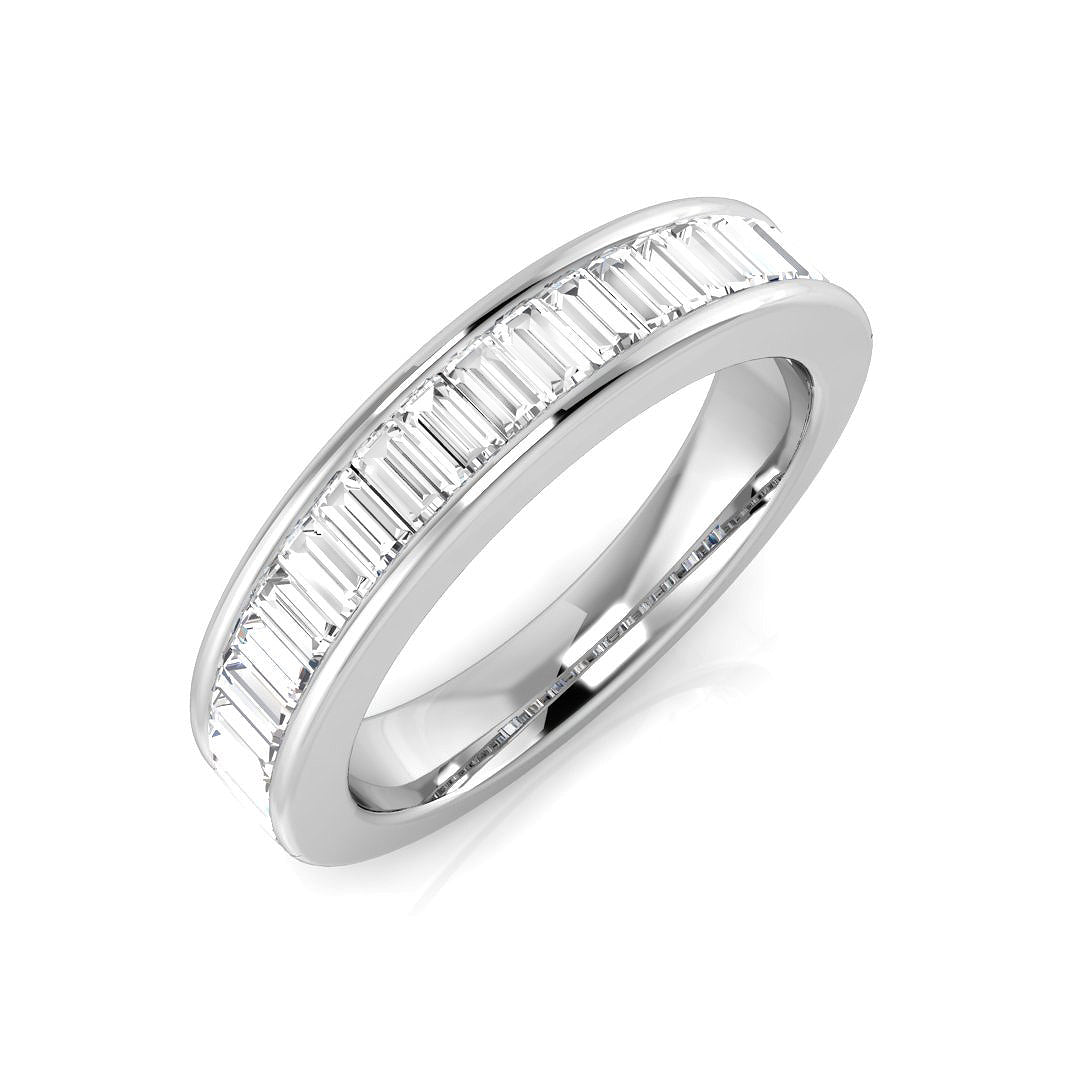 0.45-1.35ct Lab-Grown D/VVS Baguette Cut Diamond Channel Set Half Eternity Ring.