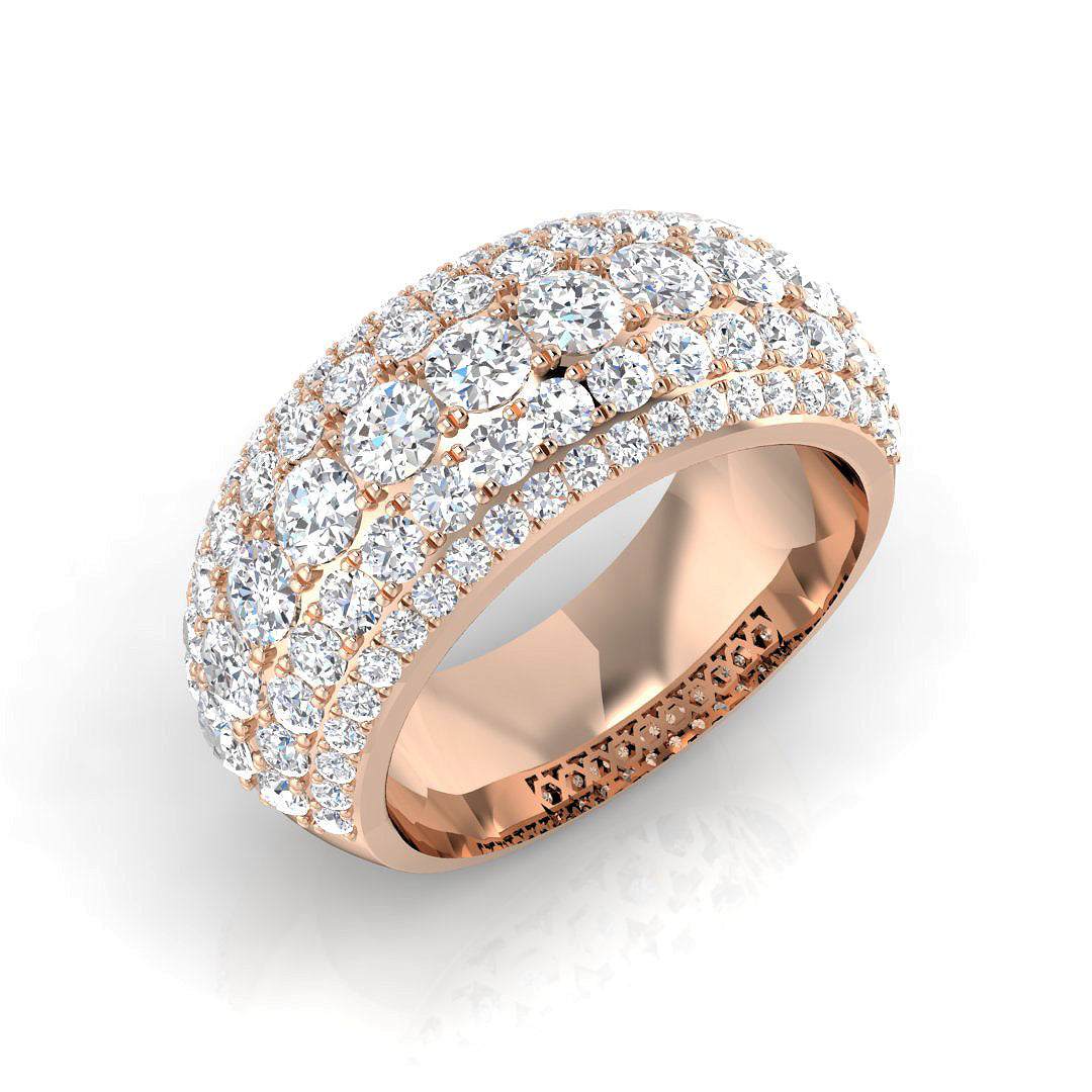 3.0Ct Round Diamond Pave Ring Hallmarked Gold & Platinum
