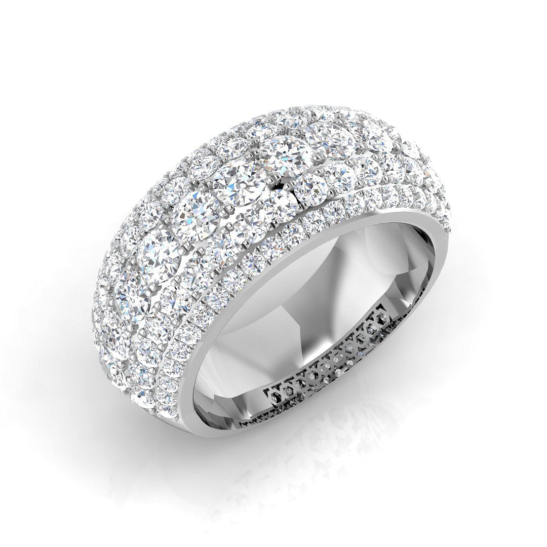 3.0Ct Round Diamond Pave Ring Hallmarked Gold & Platinum