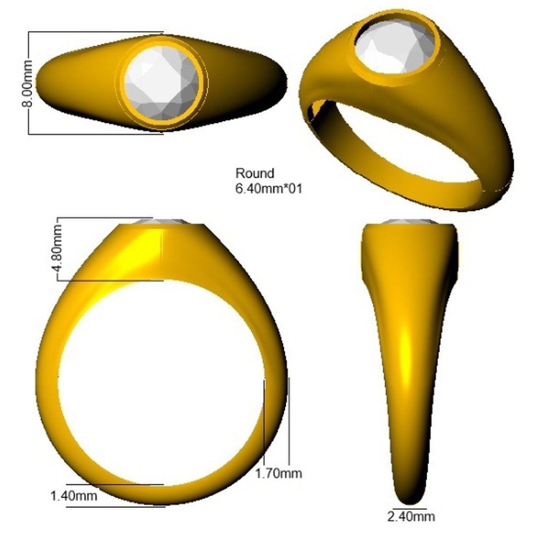 1.10Carat DE/VS Lab Grown Diamond Signet Ring 9k Yellow Gold Ready To Ship