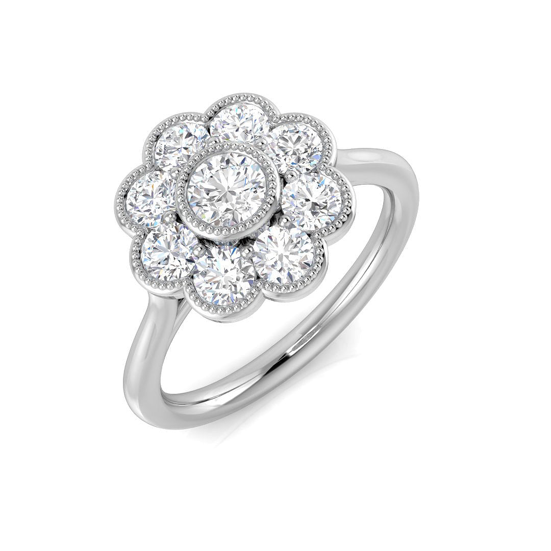 1.00Carat D-E/VS Lab Grown Diamond 6-10 Stone Wedding Ring 9k White Gold Ready To Ship