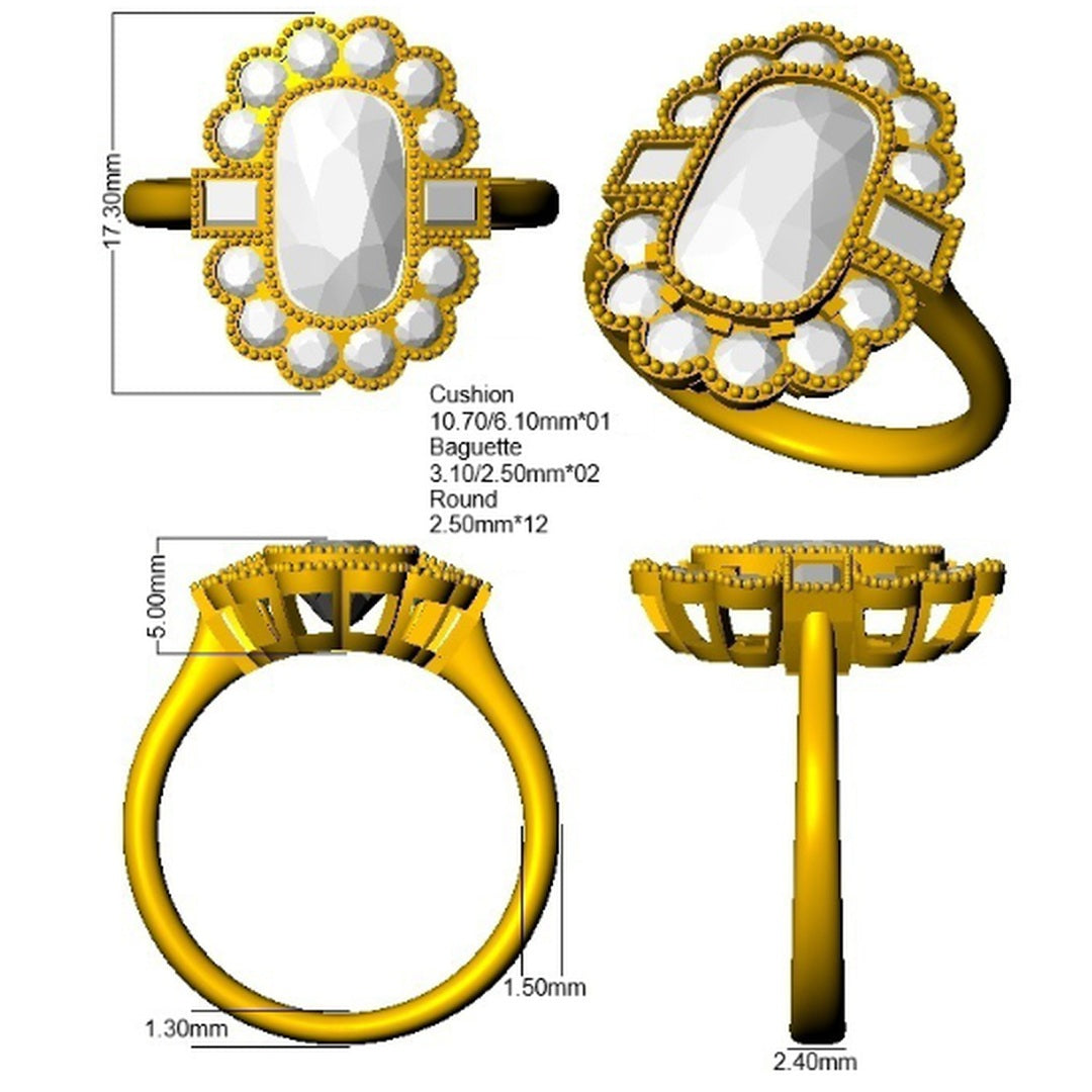 2.80Carat DE/VS Lab Grown Diamond Halo Ring 9k Yellow Gold Ready To Ship