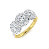 Lab-Grown Round Diamond 3 Stone Cluster Style Engagement Ring | 0.75ct - 1.75ct