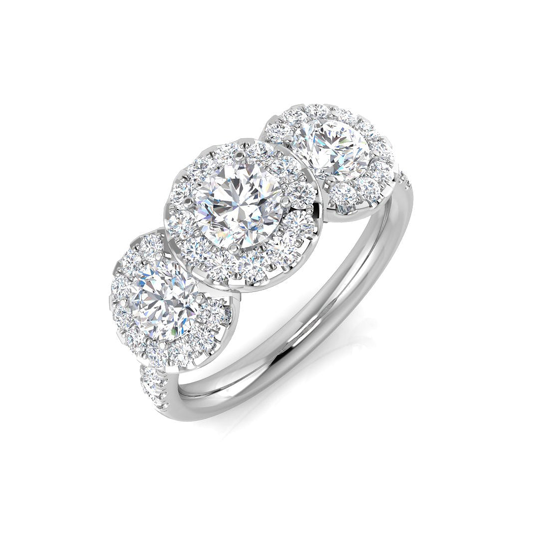 0.75-1.75ct Lab Grown D/VVS Round Cut Diamond 3-Stone Ring