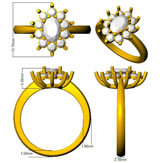 Red Ruby Diamond Halo Emgagement Ring | Oval Cut | 0.5ct - 1.75ct