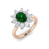 Green Emerald Diamond Halo Engagement Ring | Round Cut | 0.75ct - 2.5ct
