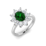 Green Emerald Diamond Halo Engagement Ring | Round Cut | 0.75ct - 2.5ct