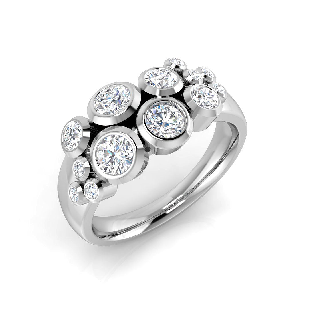 0.80Carat D-E/VS Lab Grown Diamond Bubble Rings Wedding Ring 9k White Gold Ready To Ship
