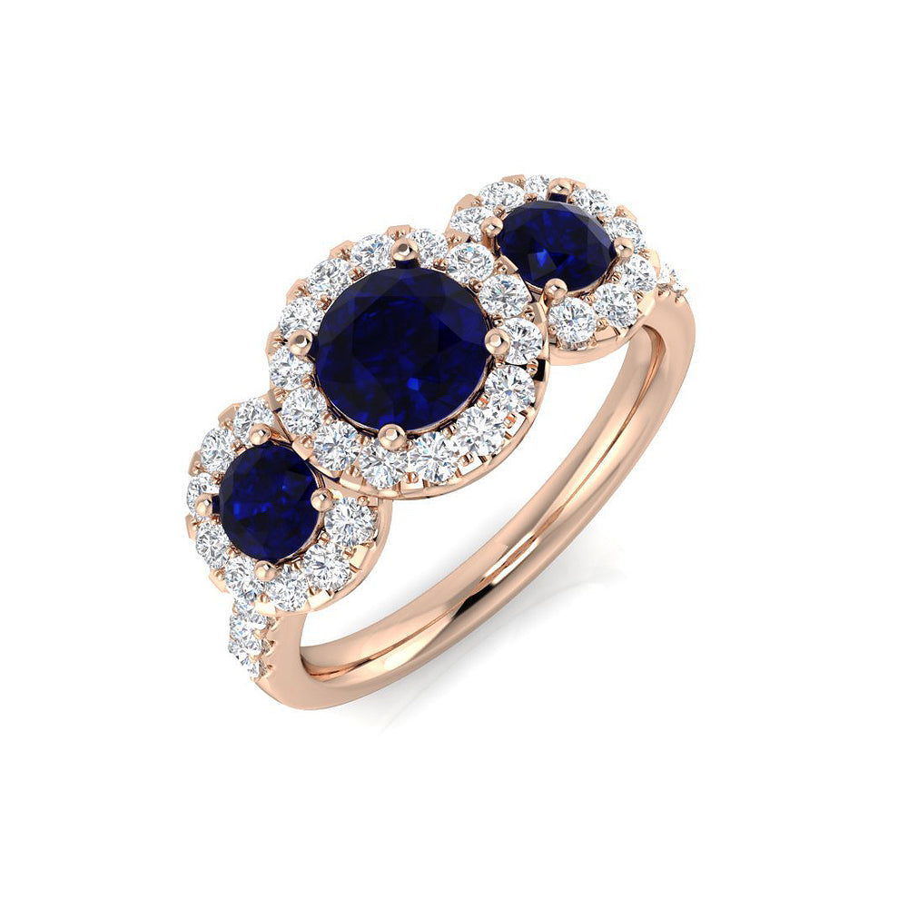 Vintage Blue Sapphire Halo Engagement Ring