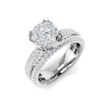2ct Round Diamond Cluster Ring with Split Pavé Band – UK Hallmarked