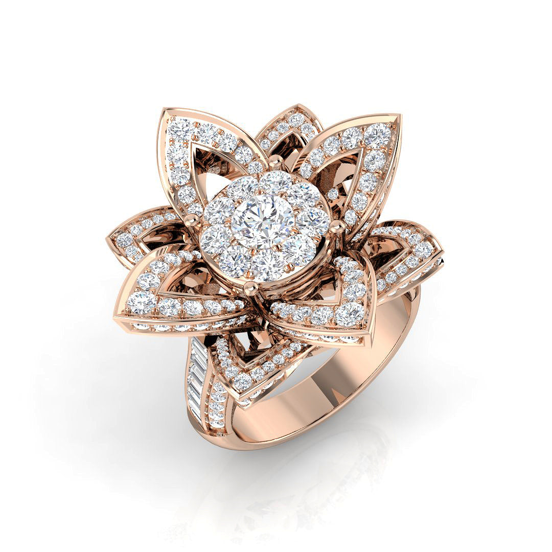 Floral Diamond Cluster Ring 2.25ct | Multi Petal Statement Design | UK Hallmarked