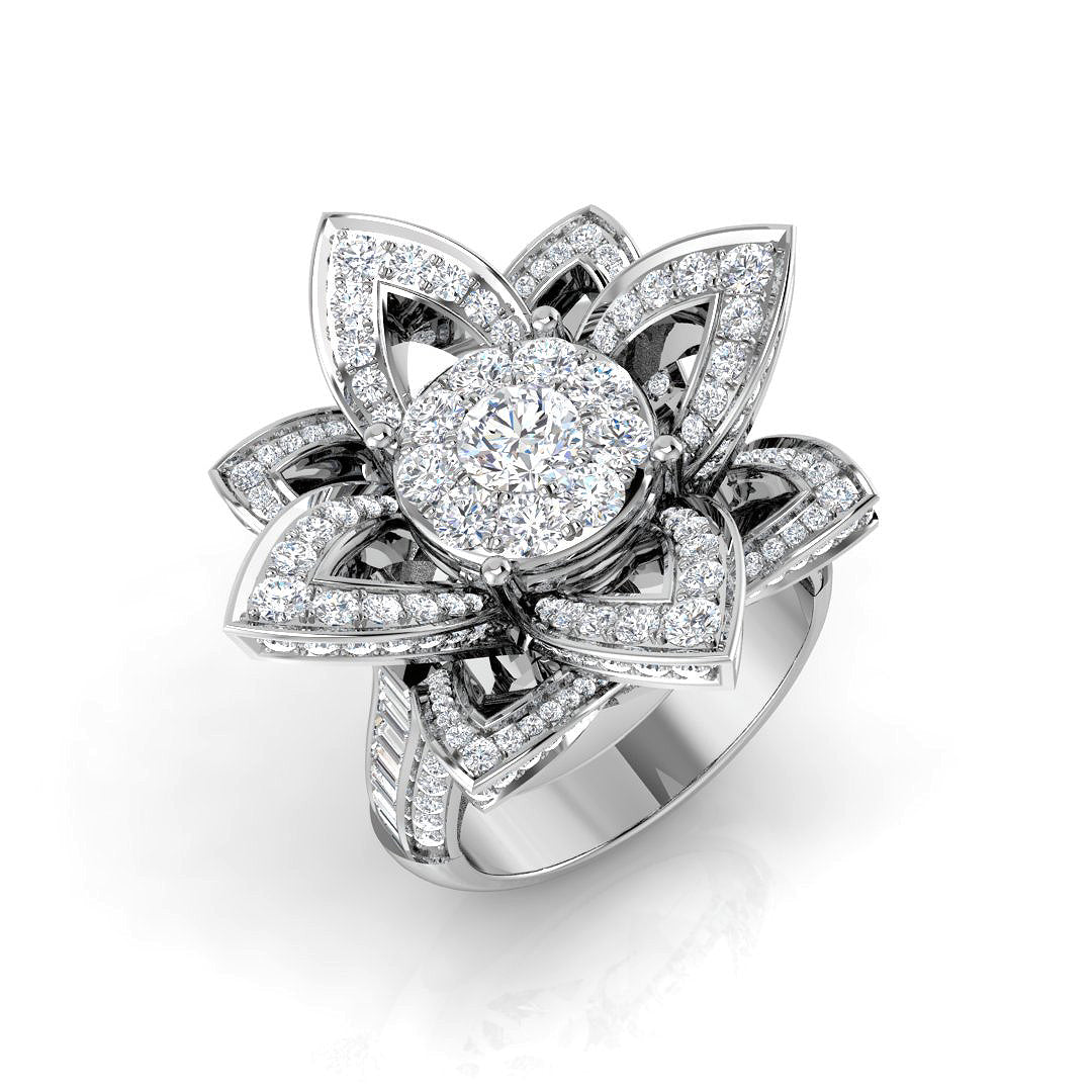 Floral Diamond Cluster Ring 2.25ct | Multi Petal Statement Design | UK Hallmarked