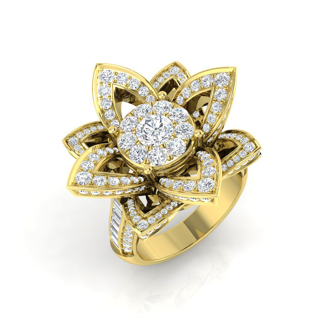 Floral Diamond Cluster Ring 2.25ct | Multi Petal Statement Design | UK Hallmarked