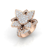 Floral Cluster Diamond Statement Ring 3ct | Multi Layer Petal Design | UK Hallmarked