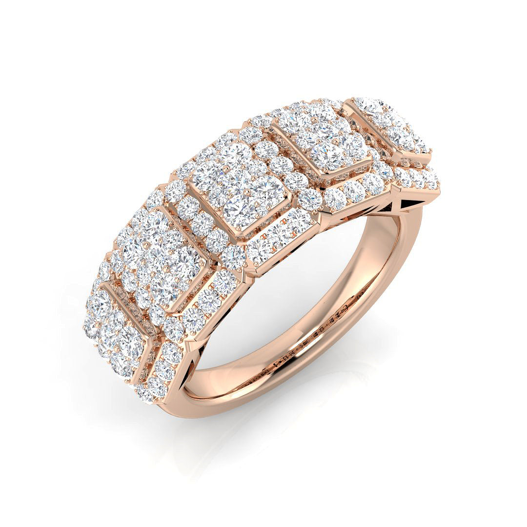 Luxury Round Diamond Pavé Eternity Ring Cluster Design UK