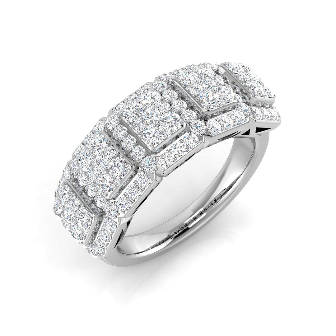 Luxury Round Diamond Pavé Eternity Ring Cluster Design UK
