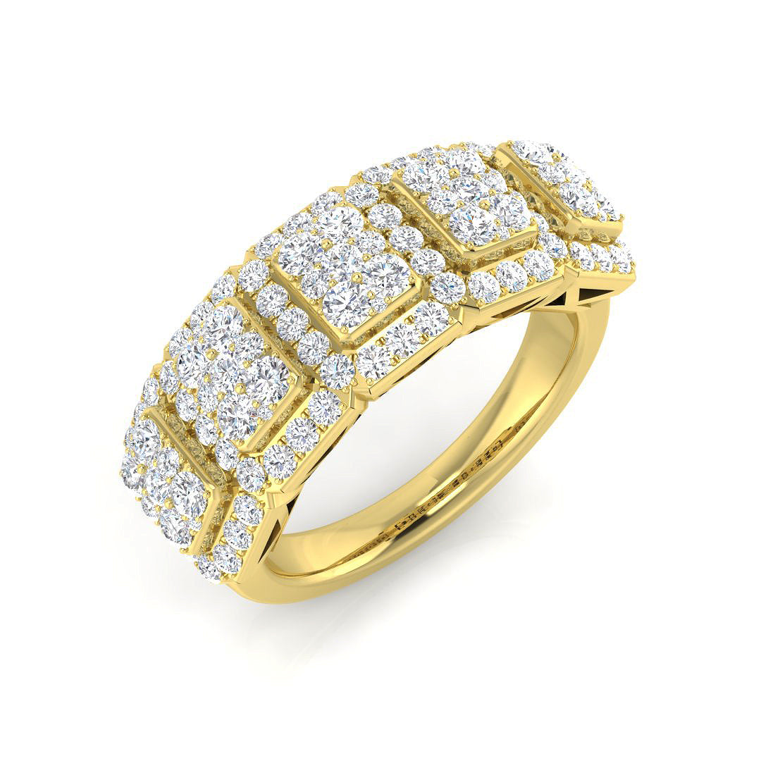 Luxury Round Diamond Pavé Eternity Ring Cluster Design UK