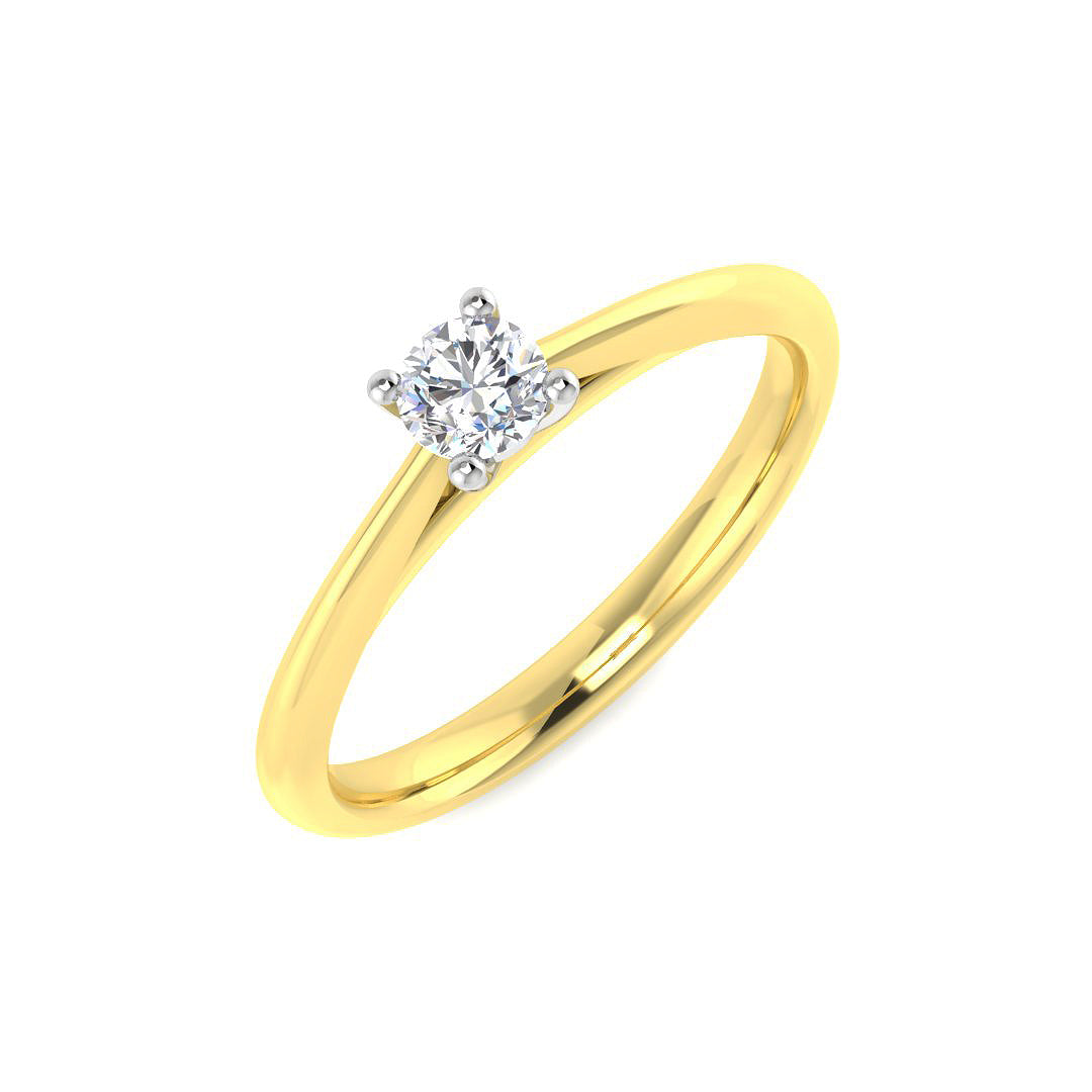 0.20 Ct D-E/VS Lab Grown Diamond Solitaire Ring 9k Two Tone Ready To Ship