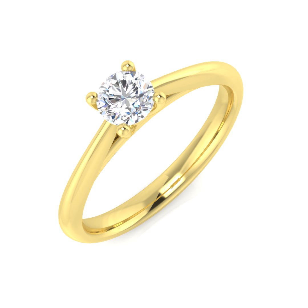 Solitaire Diamond Ring, Yellow Gold Engagement Ring