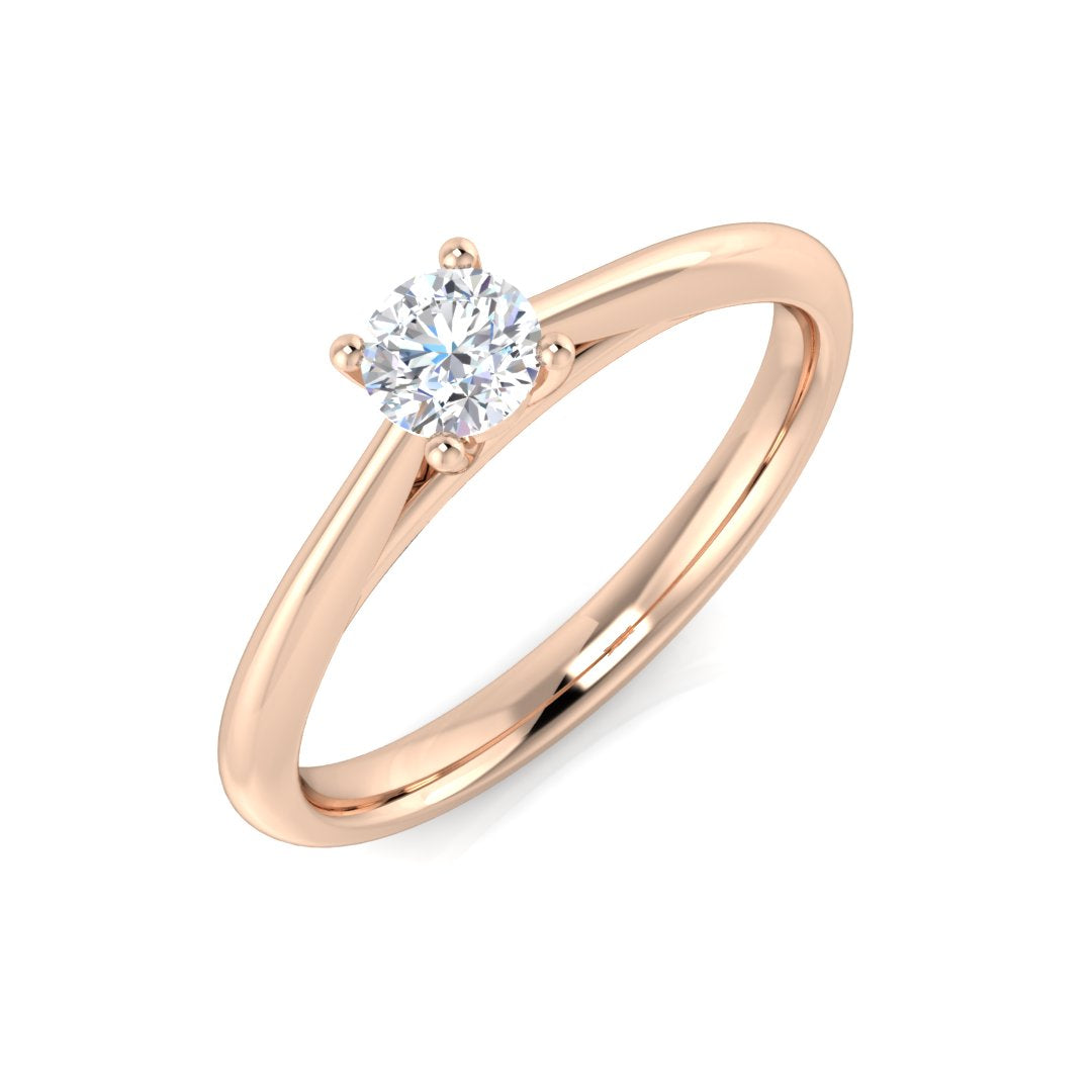 18K Yellow Gold Solitaire Round Cut Lab Diamond Engagement Ring | Fine Jewellery