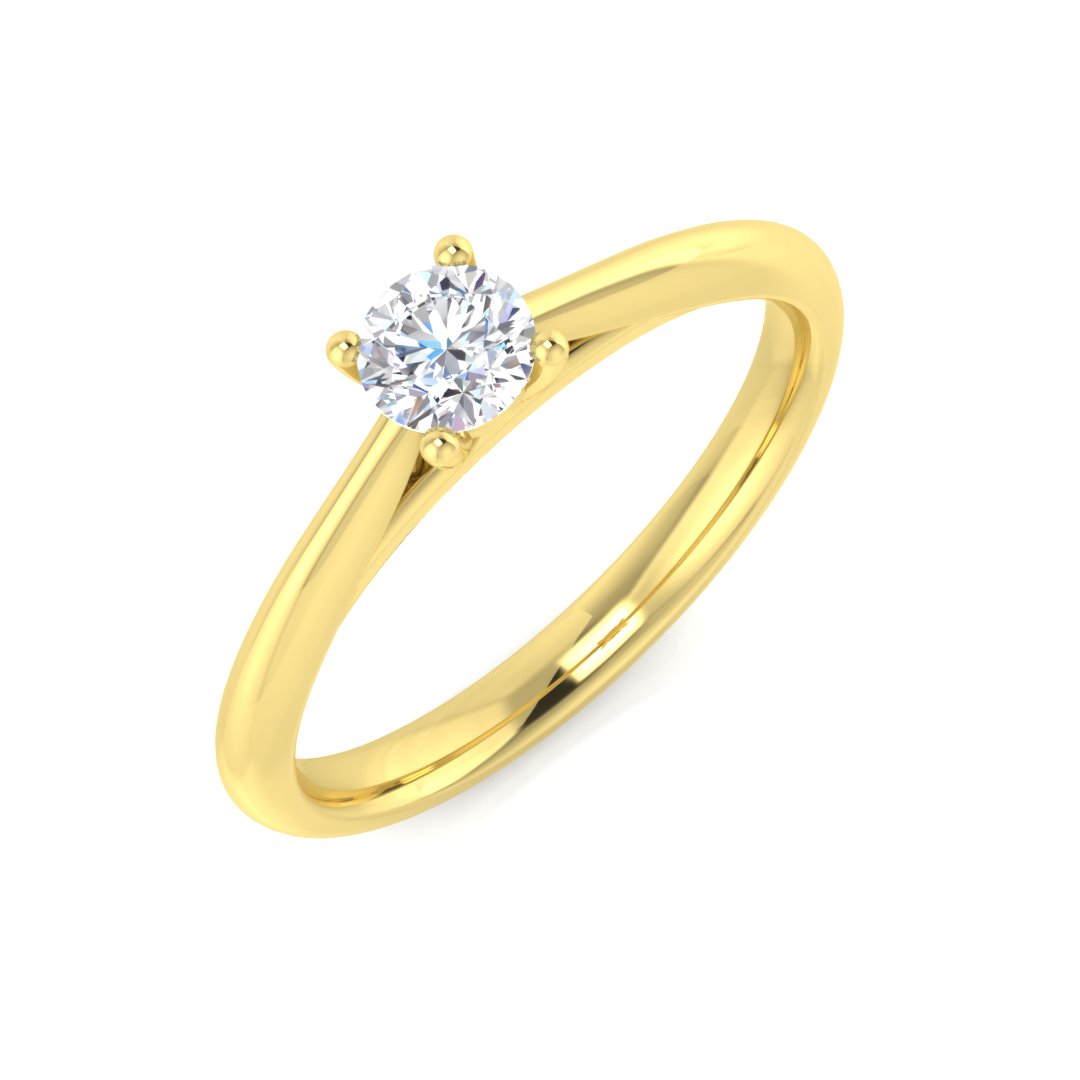 18K Yellow Gold Solitaire Round Cut Lab Diamond Engagement Ring | Fine Jewellery