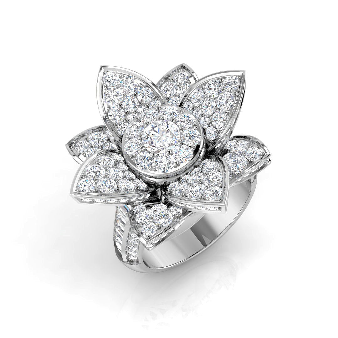 Floral Diamond Ring | 3.5 Carat | Lab & Natural Diamonds | Gold & Platinum