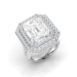 Emerald Cut Diamond Multi Halo Statement Ring 13ct | UK Hallmarked Luxury Ring