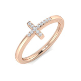 0.10 Carat Round Shaped Micro Pave Setting Side Cross Diamond Ring
