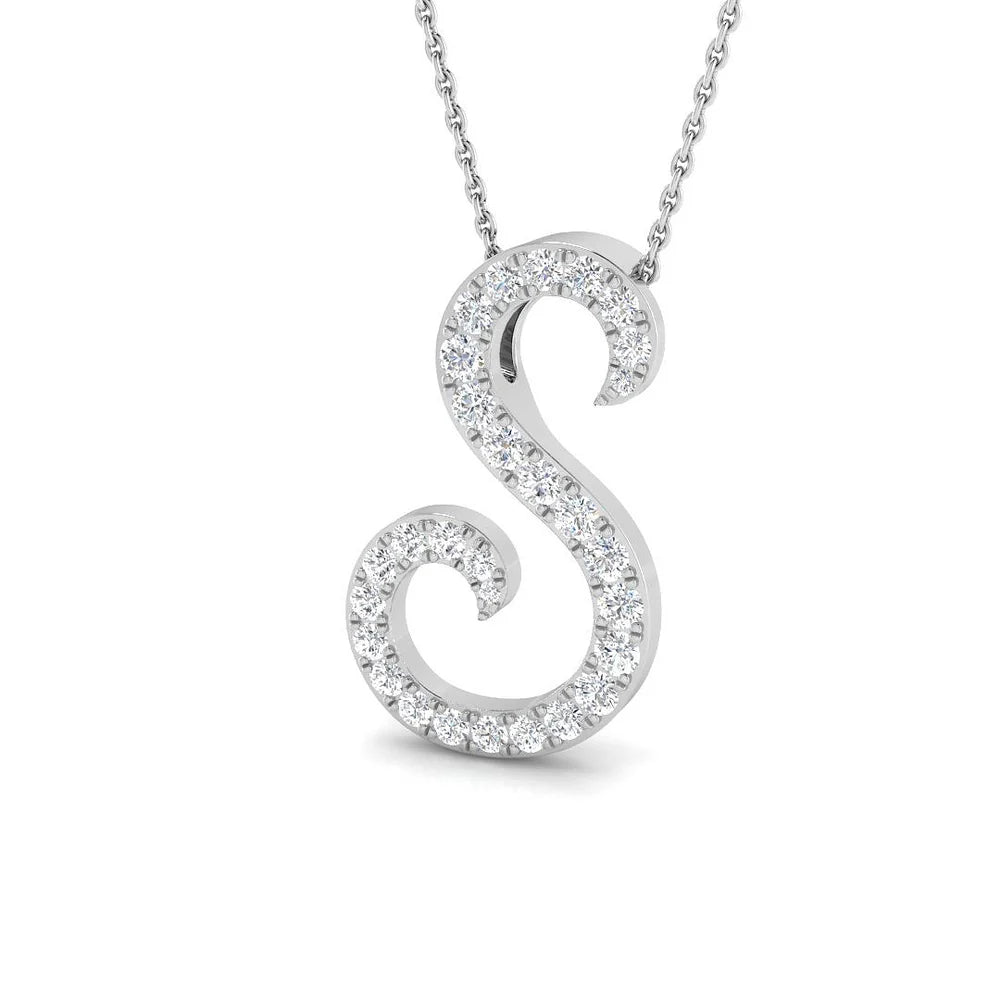 Diamond Initial Pendant in Gold & Platinum | A-Z Personalized Pendant Without Chain
