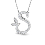 Gold Butterfly Initial Pendant Necklace with Diamonds