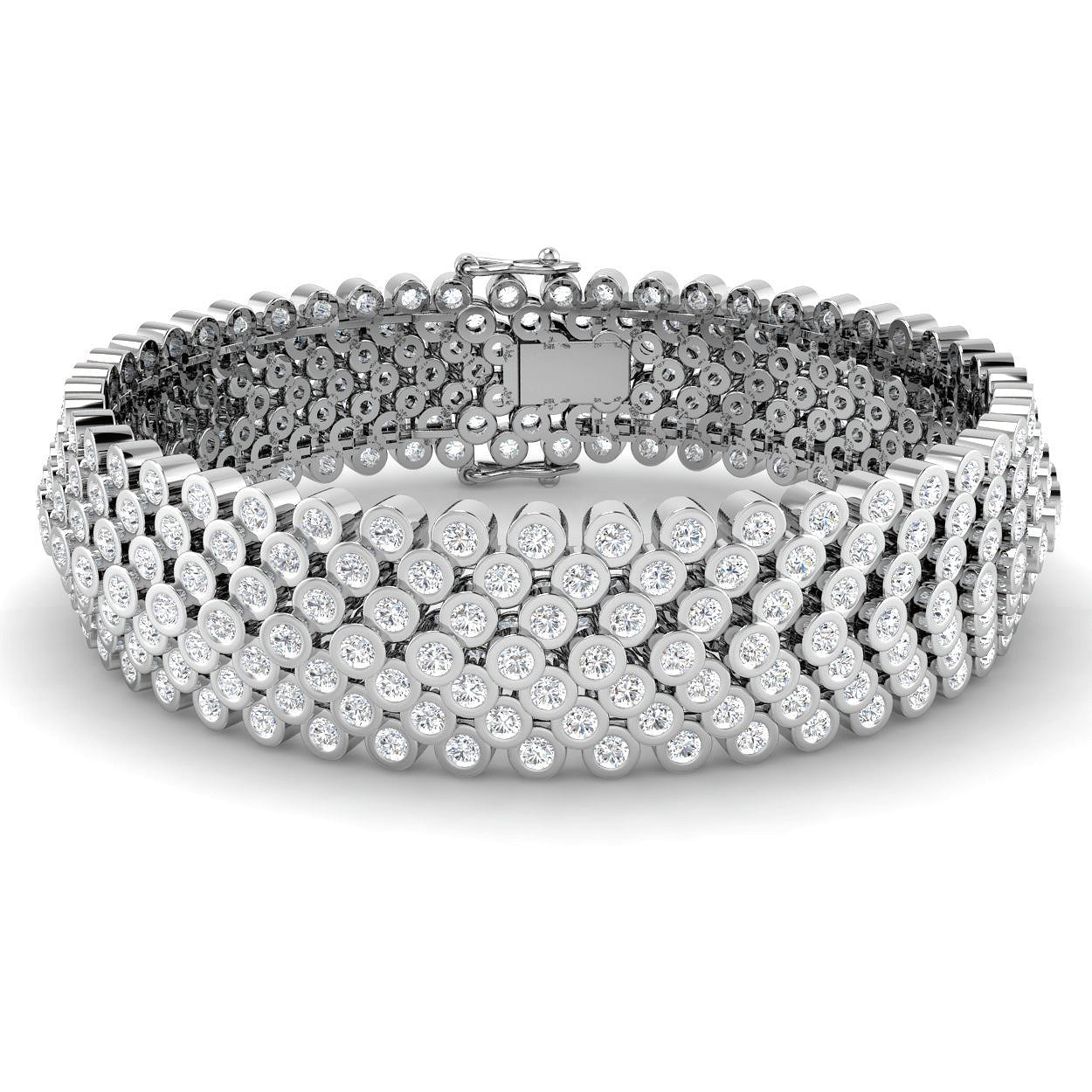 Luxury Diamond Statement Bracelet, Box Clasp Diamond Bracelet, Safety Lock Gold Bracelet