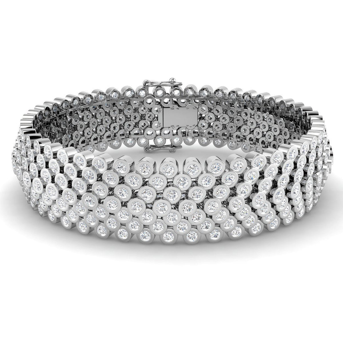 Luxury Diamond Statement Bracelet, Box Clasp Diamond Bracelet, Safety Lock Gold Bracelet