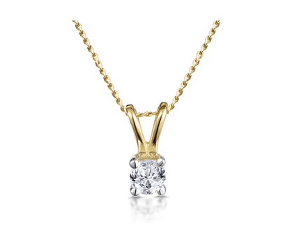 Diamond Solitaire Pendant Necklace Quality In 18K Yellow Gold