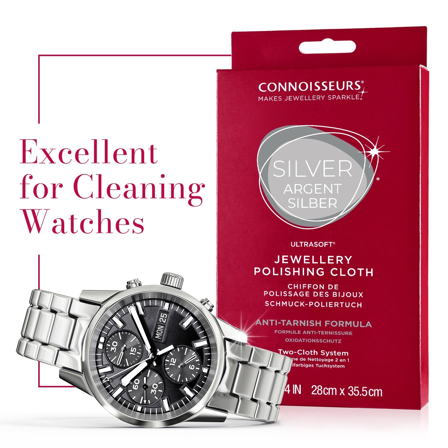 Silver jewellery polishing cloth suitable for home and travel