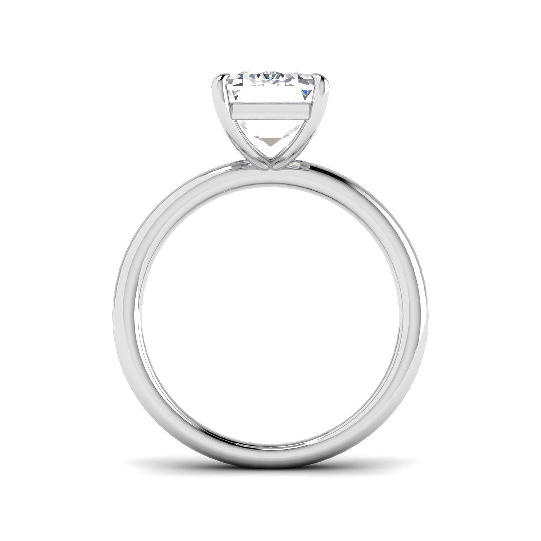 Silver ring with a diamond on a white background