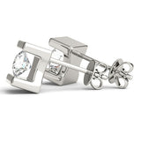 Lab-Grown Diamond Stud Earrings For Women, Round Brilliant Cut Tension Set , D Color VVS Top Quality